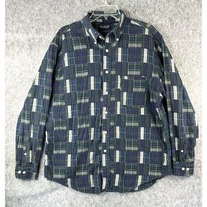 Roundtree & Yorke Plaid Patchwork Shirt Men’s L Long Sleeve